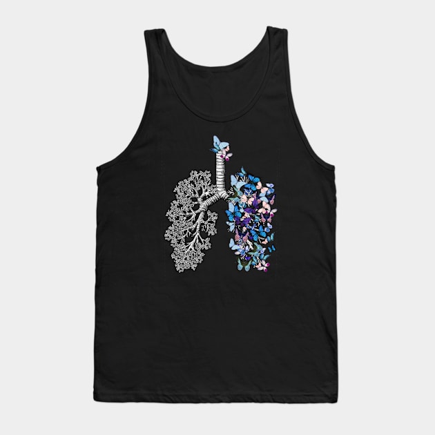 Lungs Anatomy, cancer Awareness, blue butterflies and lung anatomy Tank Top by Collagedream